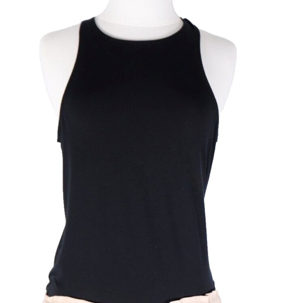 Carbon38 Women's Small Black Tie-Back Tank Top  Micro Modal Sleeveless T-Shirt